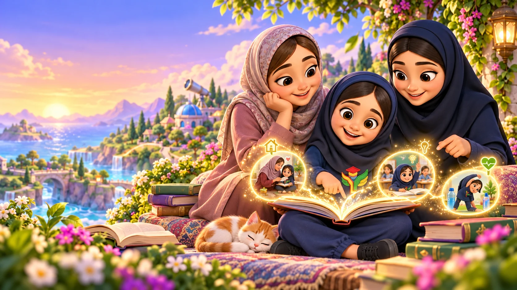 مطالعه مشترک دانش‌آموز یاس همراه خانواده و معلم